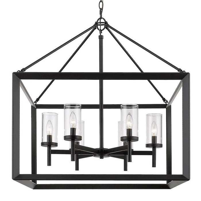 Golden Lighting Smyth Chandelier, Matte Black/Clear