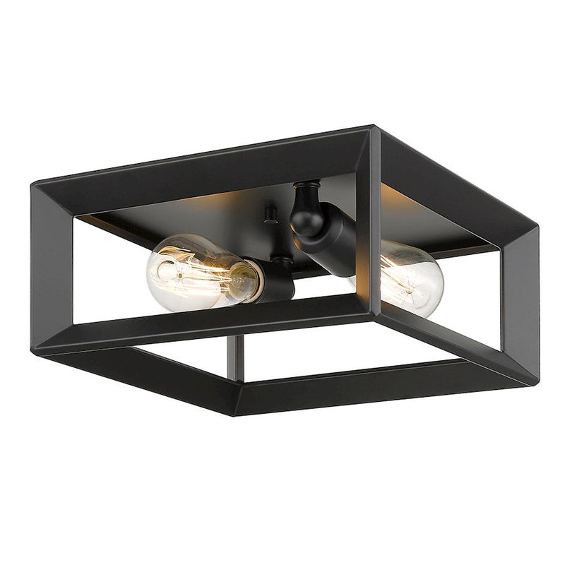 Golden Lighting Smyth 2 Light Flush Mount, Matte Black/Clear