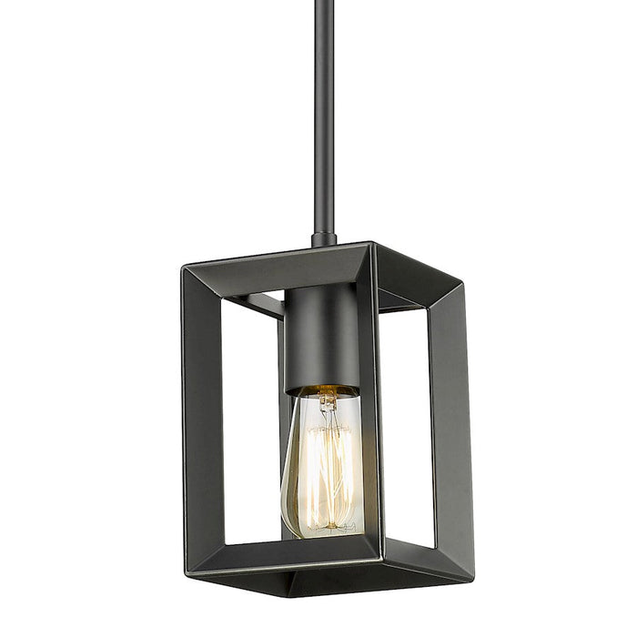 Golden Lighting Smyth 1 Light Mini Pendant, Matte Black/Clear - 2073-M1LBLK