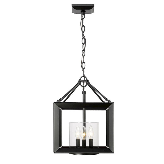 Golden Lighting Smyth 3 Light Convertible Pendant, Black/Clear