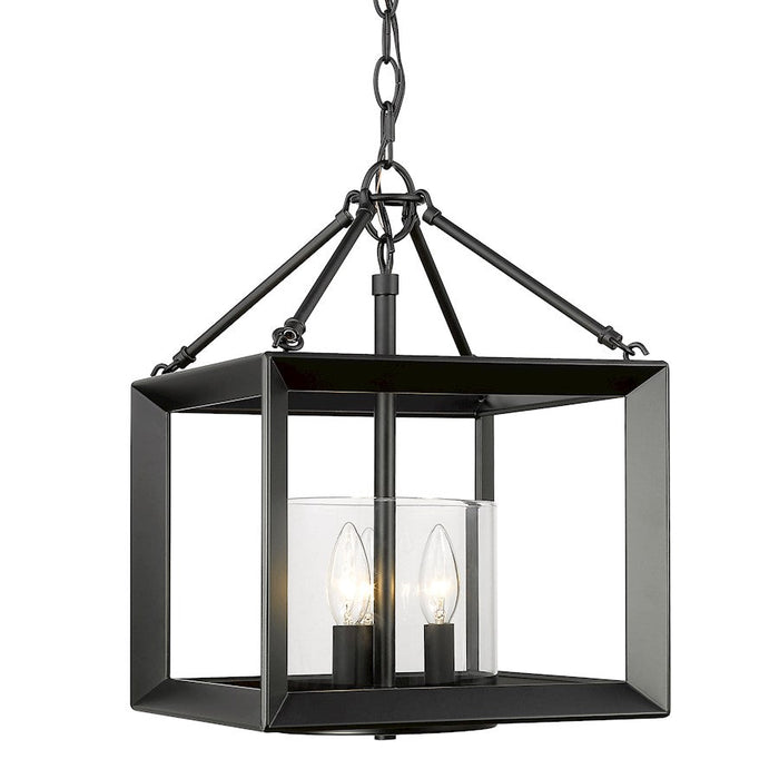 Golden Lighting Smyth 3 Light Convertible Pendant, Black/Clear