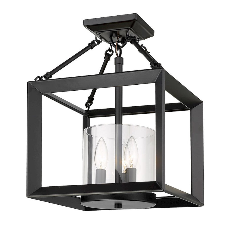 Golden Lighting Smyth 3 Light Convertible Pendant, Black/Clear