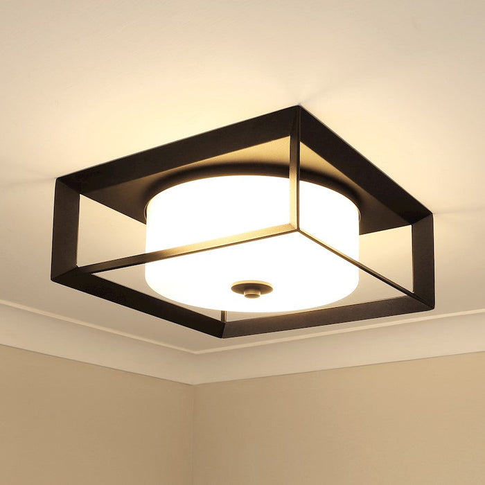 Golden Lighting Smyth 2 Light Outdoor Flush Mount, Black