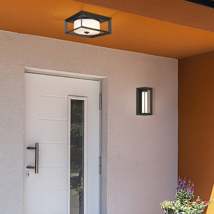 Golden Lighting Smyth 2 Light Outdoor Flush Mount, Black