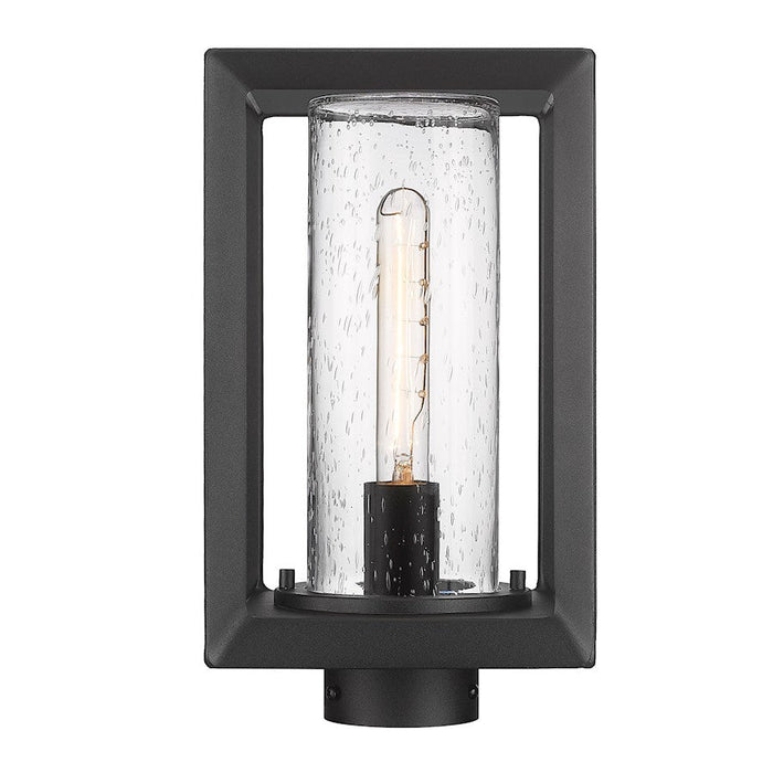 Golden Lighting Smyth 1-Light Outdoor Post Light, Black/Seeded - 2073-OPSTNB-SD