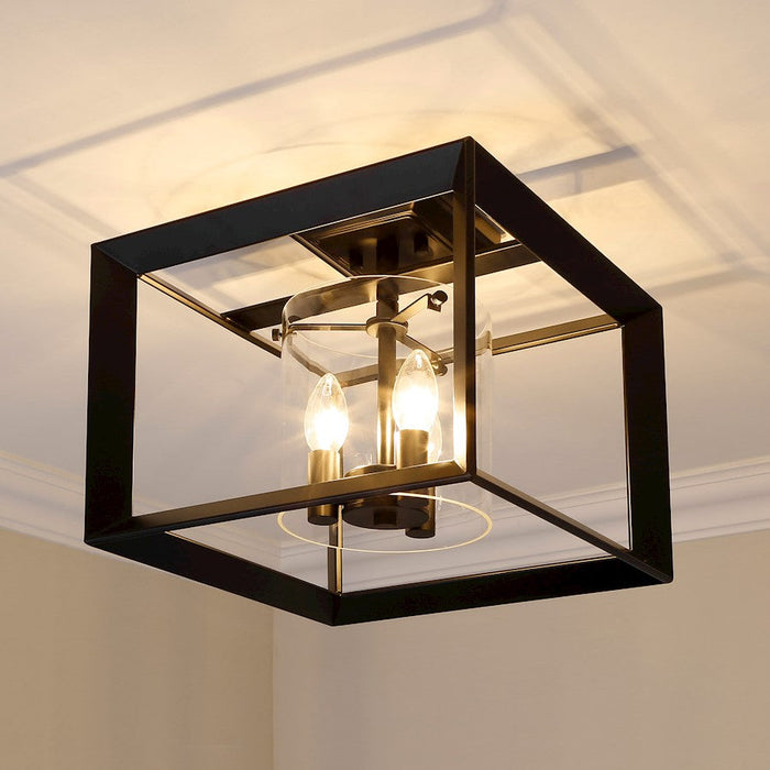 Golden Lighting Smyth 3 Light Semi-Flush, Matte Black/Clear