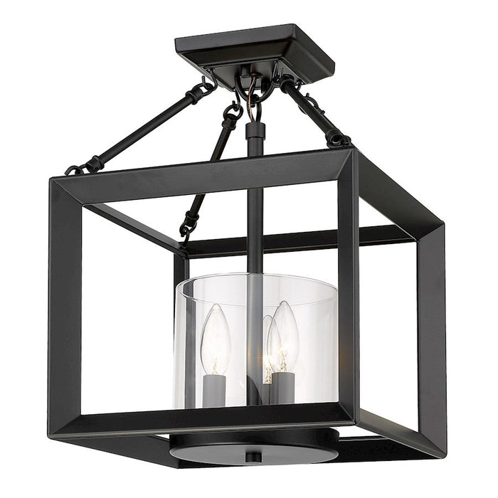 Golden Lighting Smyth 3 Light Semi-Flush, Matte Black/Clear - 2073-SFBLK-CLR