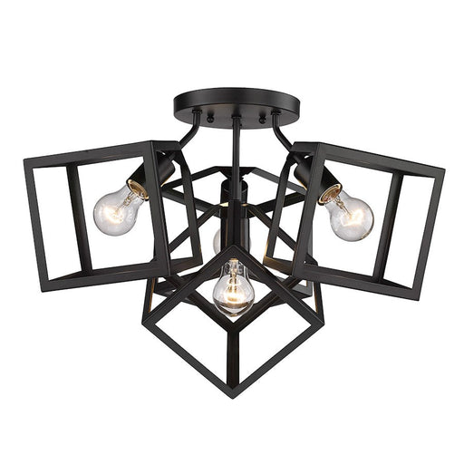 Golden Lighting Cassio BLK 4 Light Semi-Flush Mount, Matte Black