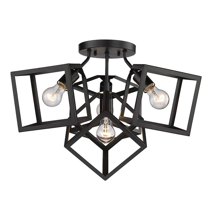 Golden Lighting Cassio BLK 4 Light Semi-Flush Mount, Matte Black