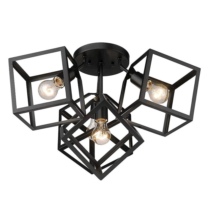 Golden Lighting Cassio BLK 4 Light Semi-Flush Mount, Matte Black