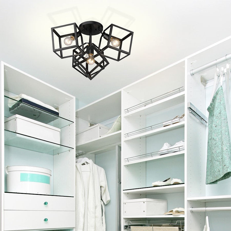 Golden Lighting Cassio BLK 4 Light Semi-Flush Mount, Matte Black