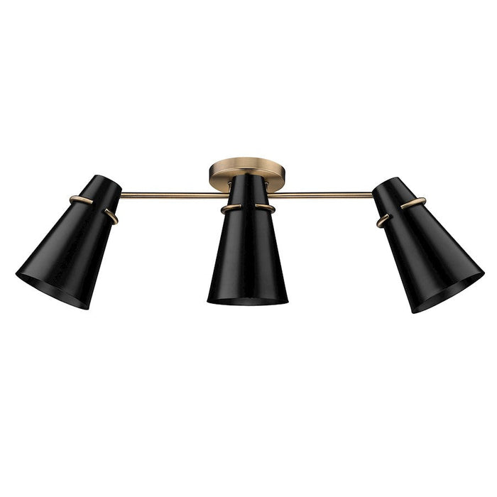 Golden Lighting Reeva 3 Light Semi Flush Mount, Brass/Black - 2122-3SFMBS-BLK