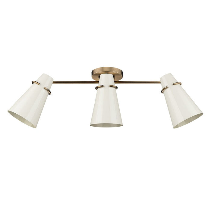 Golden Lighting Reeva 3 Light Semi Flush, Brass/Glossy Ecru - 2122-3SFMBS-GE