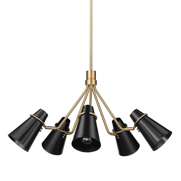 Golden Lighting Reeva 5 Light Chandelier, Modern Brass