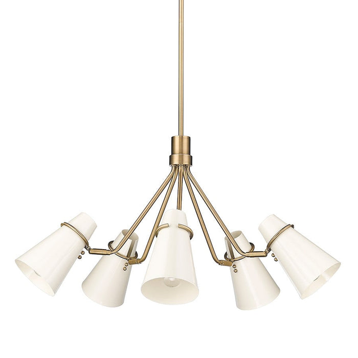 Golden Lighting Reeva 5 Light Chandelier, Modern Brass