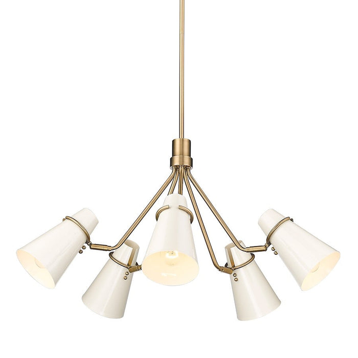 Golden Lighting Reeva 5 Light Chandelier, Modern Brass