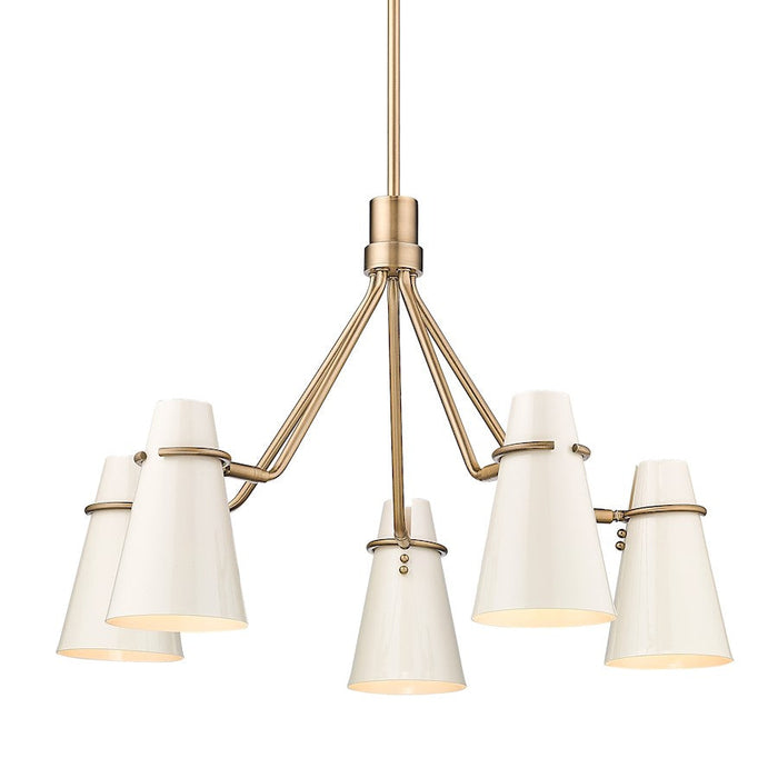 Golden Lighting Reeva 5 Light Chandelier, Modern Brass