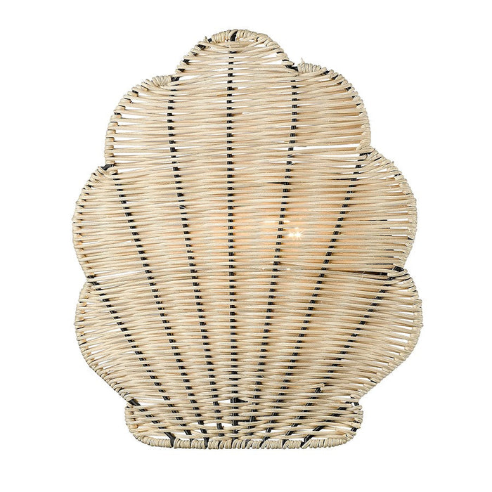 Golden Lighting Malia 1 Light Wall Sconce, Black/Natural Wicker