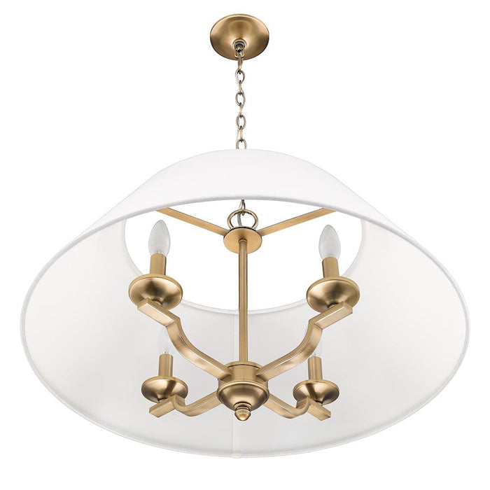 Golden Lighting Coretta 4 Light Pendant, Brass/Ivory Linen