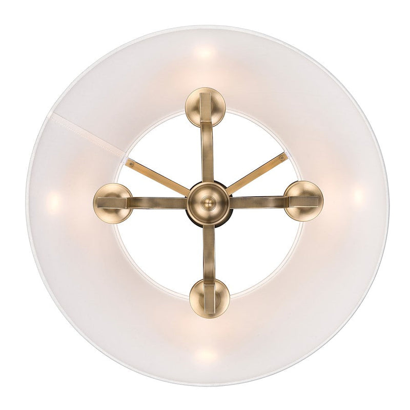 Golden Lighting Coretta 4 Light Pendant, Brass/Ivory Linen