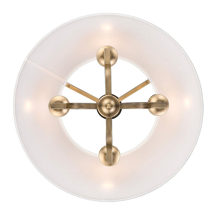 Golden Lighting Coretta 4 Light Pendant, Brass/Ivory Linen