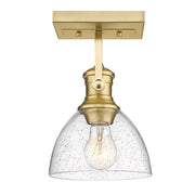 Golden Lighting Hines 1 Light Semi-Flush, Brushed Bronze/Seeded - 3118-1SFBCB-SD