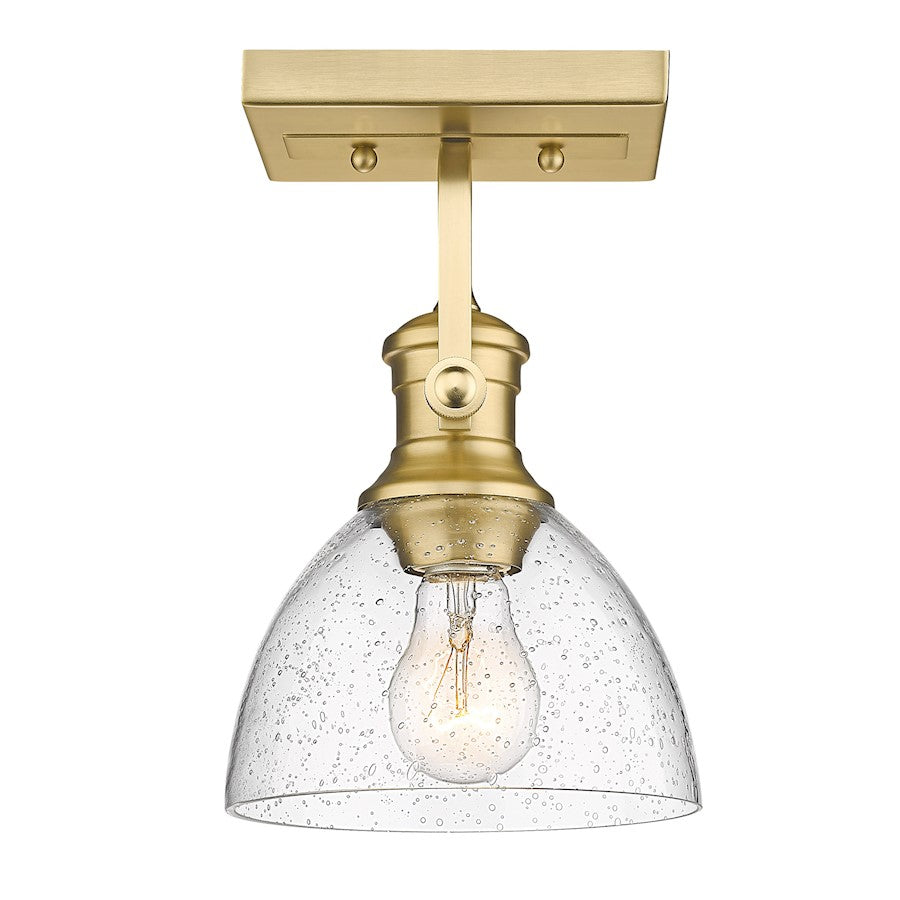 Golden Lighting Hines 1 Light Semi-Flush, Brushed Bronze/Seeded - 3118-1SFBCB-SD