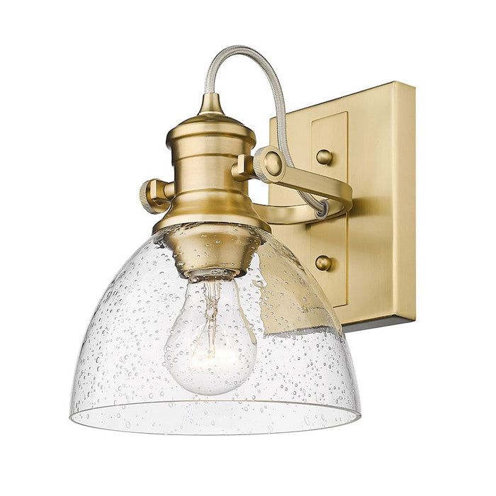 Golden Lighting Hines 1 Light Semi-Flush, Brushed Bronze/Seeded