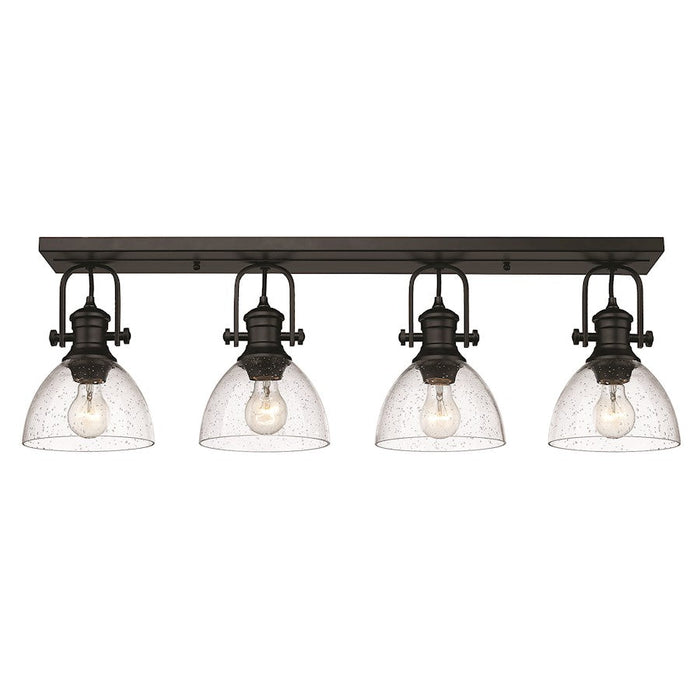 Golden Lighting Hines 4 Light Semi Flush Mount, Black/Seeded - 3118-4SFBLK-SD