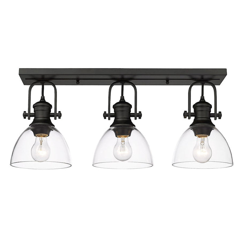 Golden Lighting Hines 3-Light Bath Vanity, Black/Clear Glass