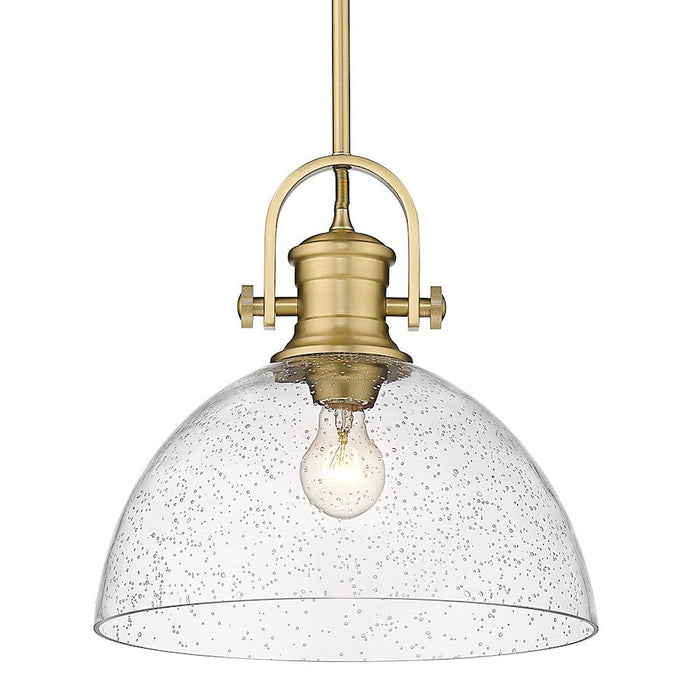 Golden Lighting Hines 1 Light Large Pendant, Bronze/Seededs - 3118-LBCB-SD