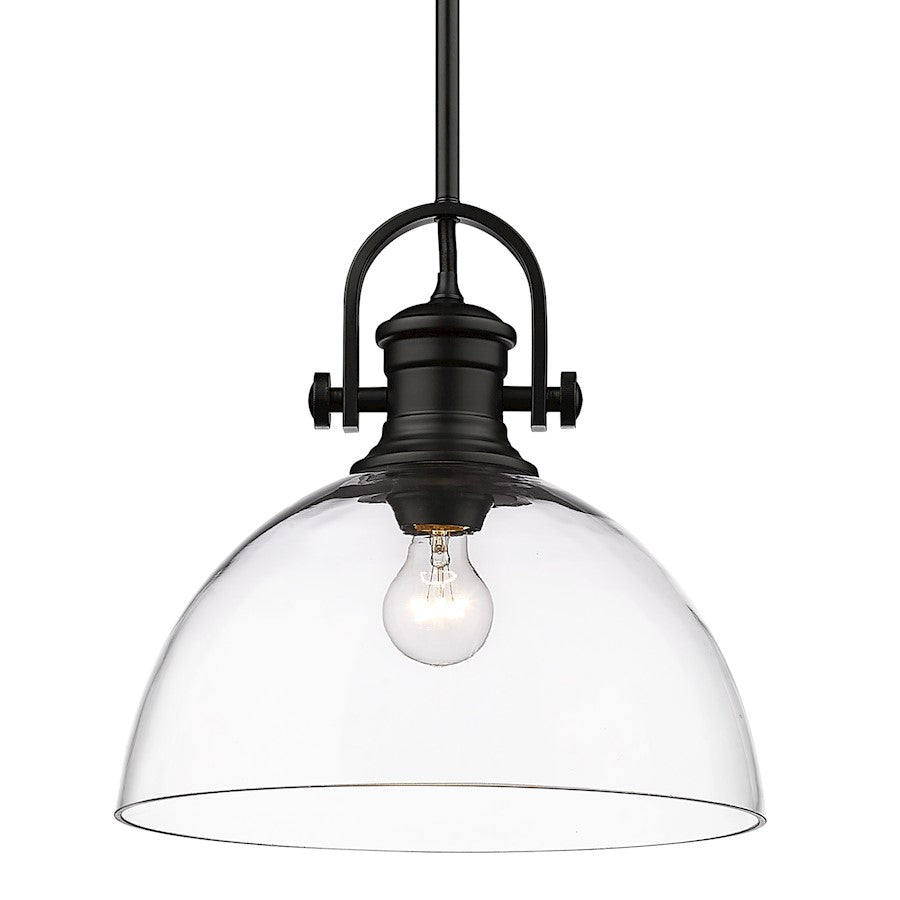 Golden Lighting Hines 1-Light Pendant, Matte Black/Clear Glass - 3118-LBLK-CLR