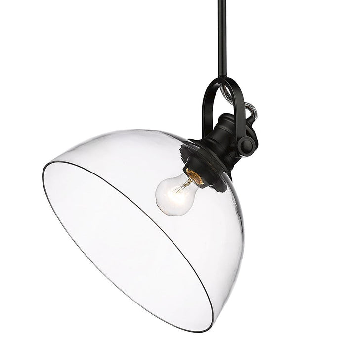 Golden Lighting Hines 1-Light Pendant, Matte Black/Clear Glass