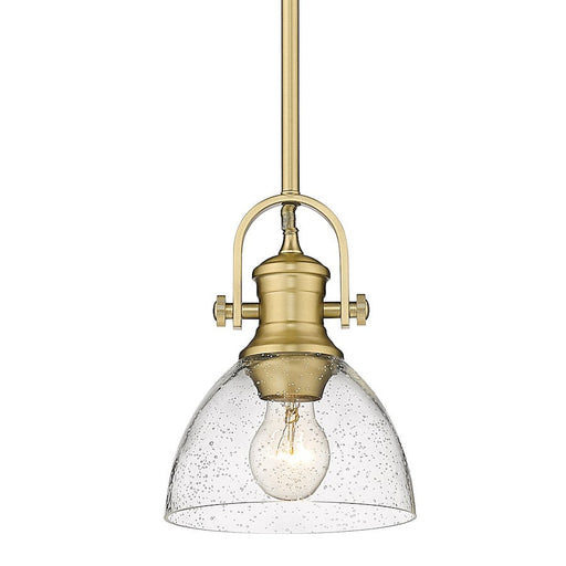 Golden Lighting Hines 1 Light Mini Pendant, Bronze/Seededs - 3118-M1LBCB-SD