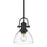 Golden Lighting Hines 1-Light Mini Pendant, Black/Clear Glass - 3118-M1LBLK-CLR