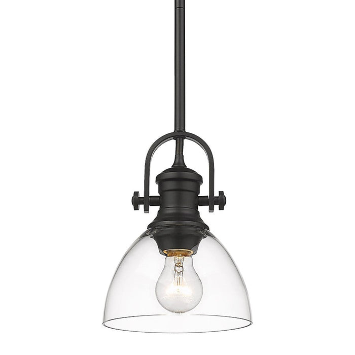 Golden Lighting Hines 1-Light Mini Pendant, Black/Clear Glass - 3118-M1LBLK-CLR