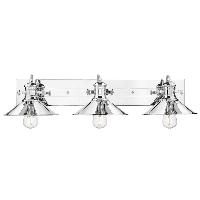 Golden Lighting Kleine 3 Light Bath Vanity, Chrome/Chrome Shades
