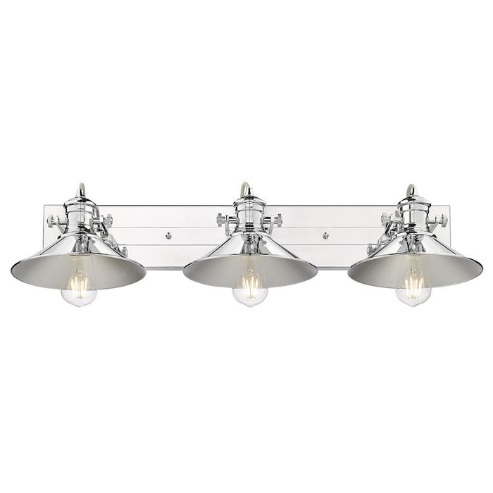 Golden Lighting Kleine 3 Light Bath Vanity, Chrome/Chrome Shades