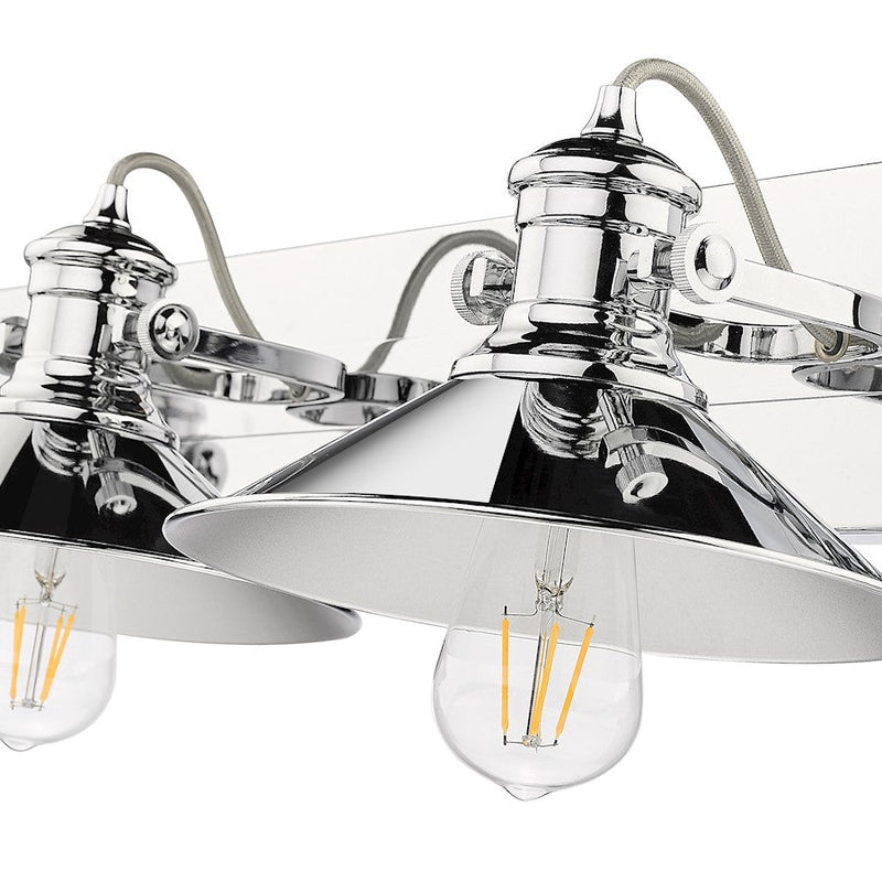 Golden Lighting Kleine 3 Light Bath Vanity, Chrome/Chrome Shades