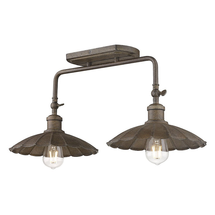 Golden Lighting Clemence 2-Light Vanity Light, Dark Rust