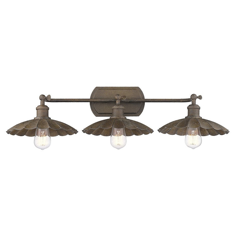 Golden Lighting Clemence 3 Light Bath Vanity, Dark Rust