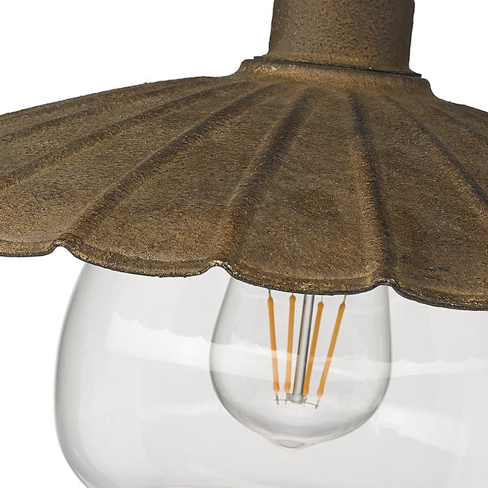 Golden Lighting Clemence 1 Light Flush Mount, Rust/Clear