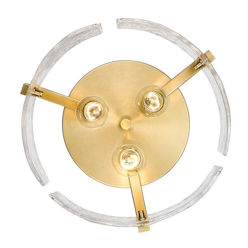 Golden Lighting Aenon Bcb 3 Light Flush, Bronze/Hammered Water