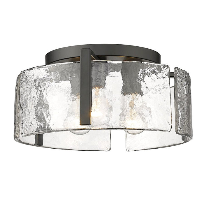 Golden Lighting Aenon 3 Light Flush Mount, Black/Hammered Water - 3164-FMBLK-HWG