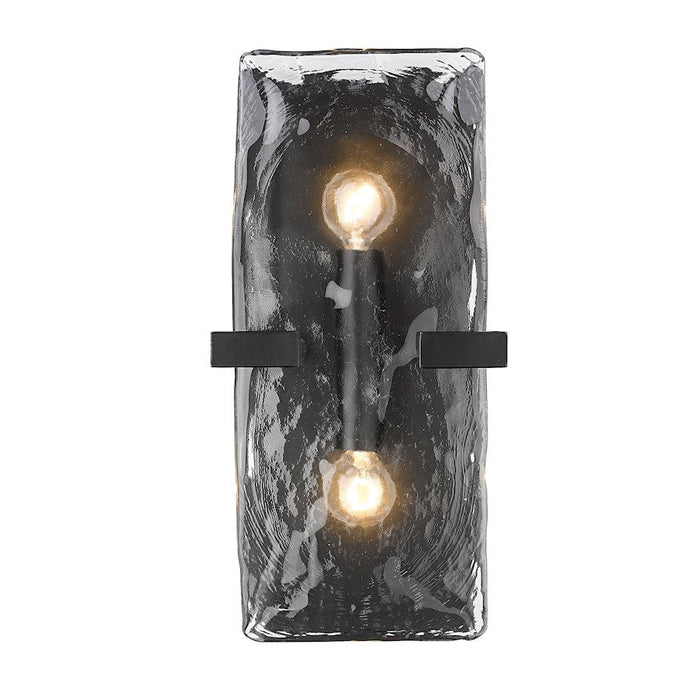 Golden Lighting Aenon 2 Light Sconce, Black/Hammered Water - 3164-WSCBLK-HWG