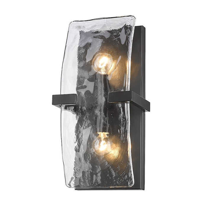 Golden Lighting Aenon 2 Light Sconce, Black/Hammered Water