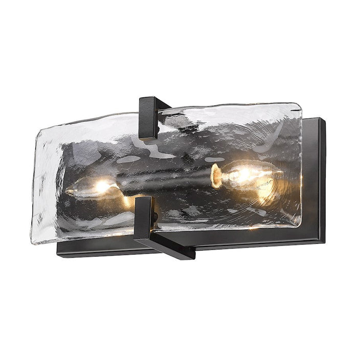 Golden Lighting Aenon 2 Light Sconce, Black/Hammered Water