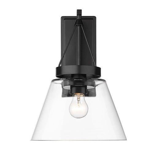 Golden Lighting Penn 1 Light Wall Sconce, Matte Black/Clear - 3189-WSCBLK-CLR