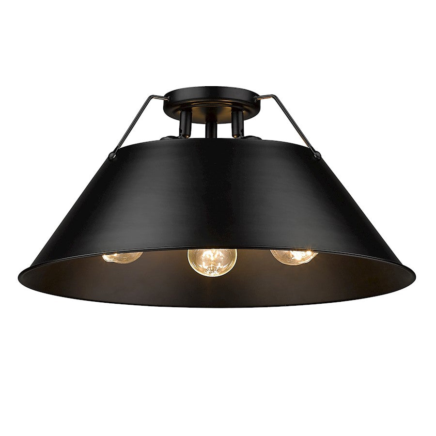 Golden Lighting Orwell BLK 3 Light Flush Mount, Black/Black - 3306-3FMBLK-BLK