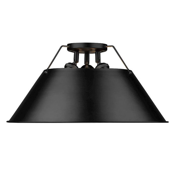 Golden Lighting Orwell BLK 3 Light Flush Mount, Black/Black